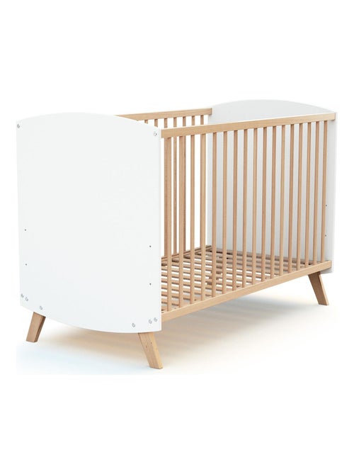 At4 - houten ledikant 60 x 120 cm wit en beuken - Kiabi