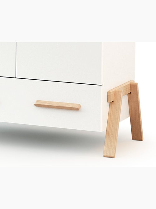 At4 - kinderkast met 2 houten deuren canaille wit en beuken 108 x 53 x176 cm - Kiabi