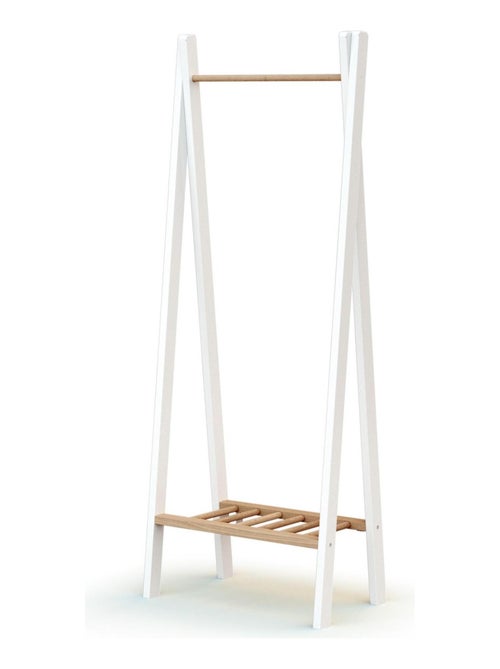 At4 - kinderkledingrek hooki in hout wit en beuken 50 x 30 x 130 cm - Kiabi
