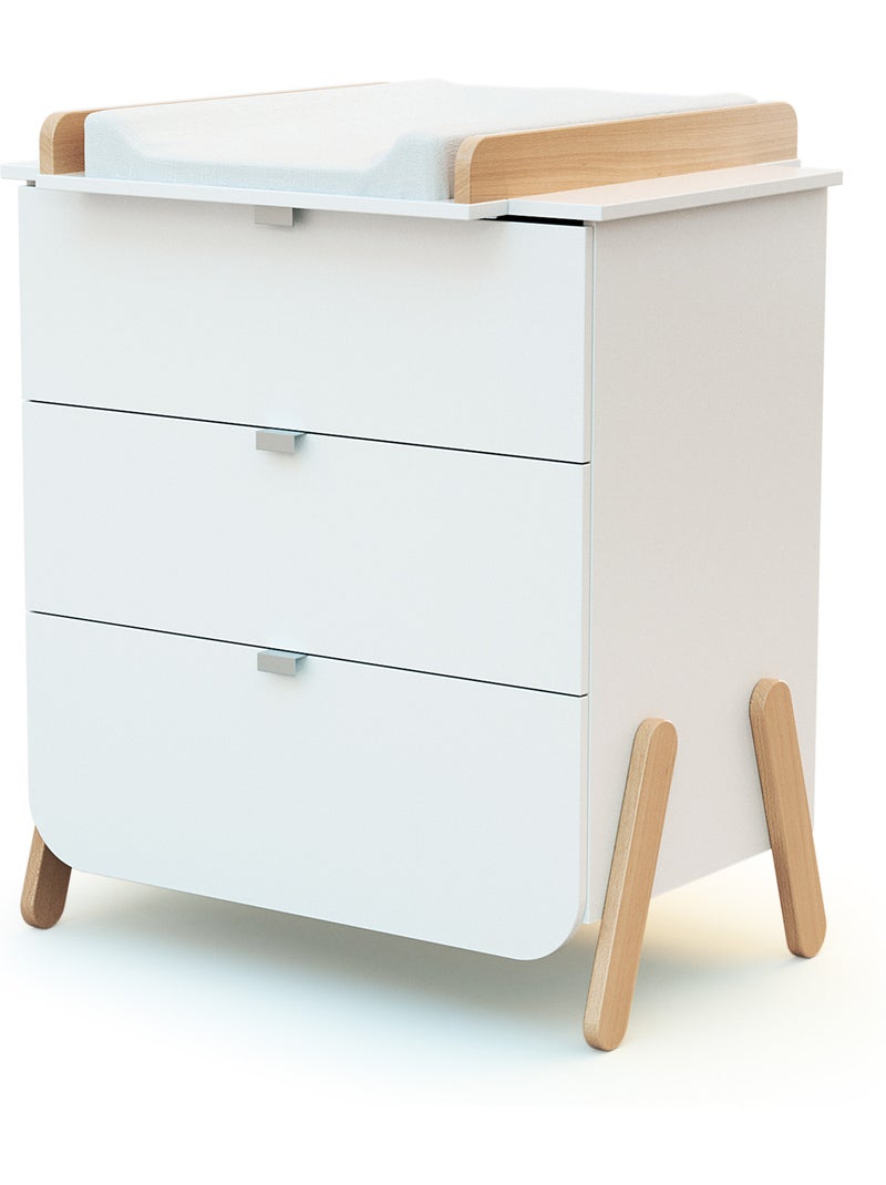 At4 - kinderslaapkamerbed + ladekast met 3 lades en houten pirate kledingkast Wit - Kiabi