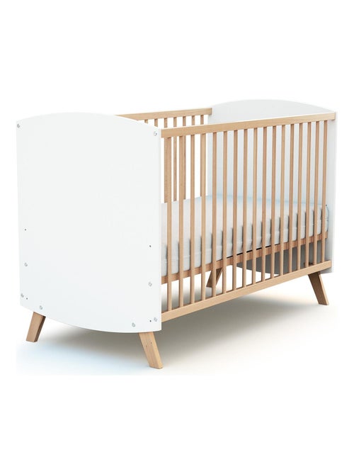 At4 - lit bébé en bois 60 x 120 cm scandinave blanc et hêtre - Kiabi At4 - lit bébé en bois 60 x 120 cm scandinave blanc et hêtre - Kiabi