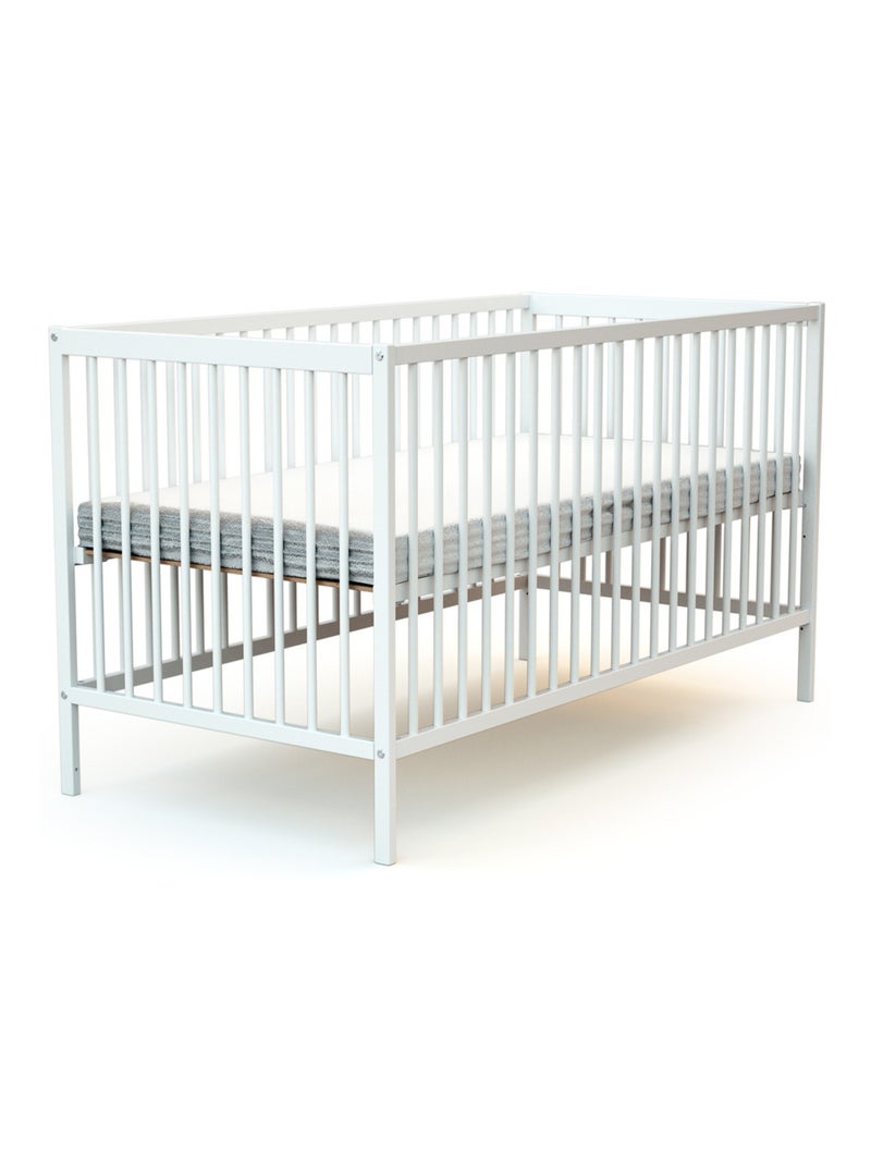 At4 - lit bébé en bois avec matelas en bois one Blanc - Kiabi