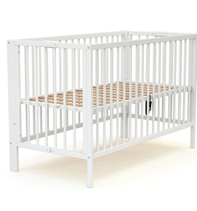 At4 - lit bébé pliant en bois foldo 60 x 120 cm Blanc - Kiabi