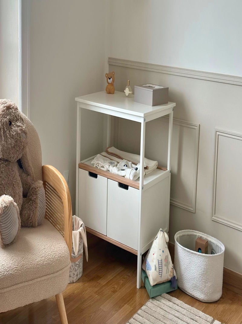 At4 - meuble à langer 2 portes en bois natur Blanc Beige - Kiabi