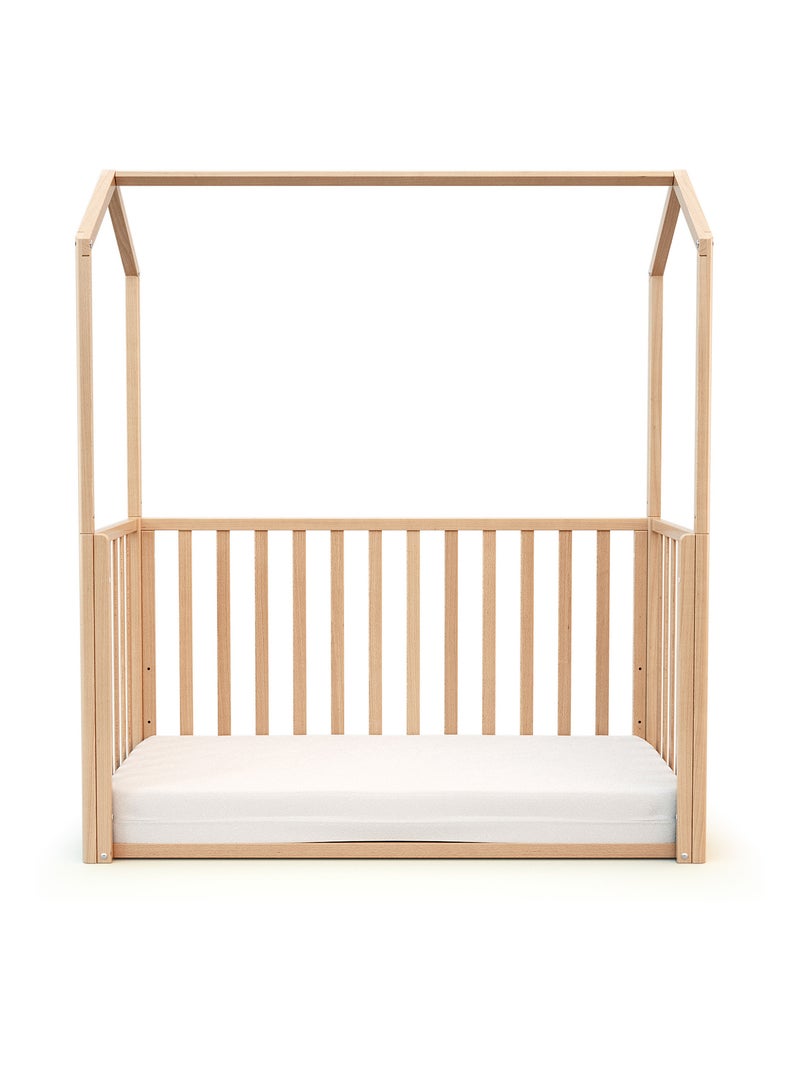 At4 - omvormbaar babyhutbedje kasa in hout beuken gelakt 60 x 120 cm Lichtbeige - Kiabi