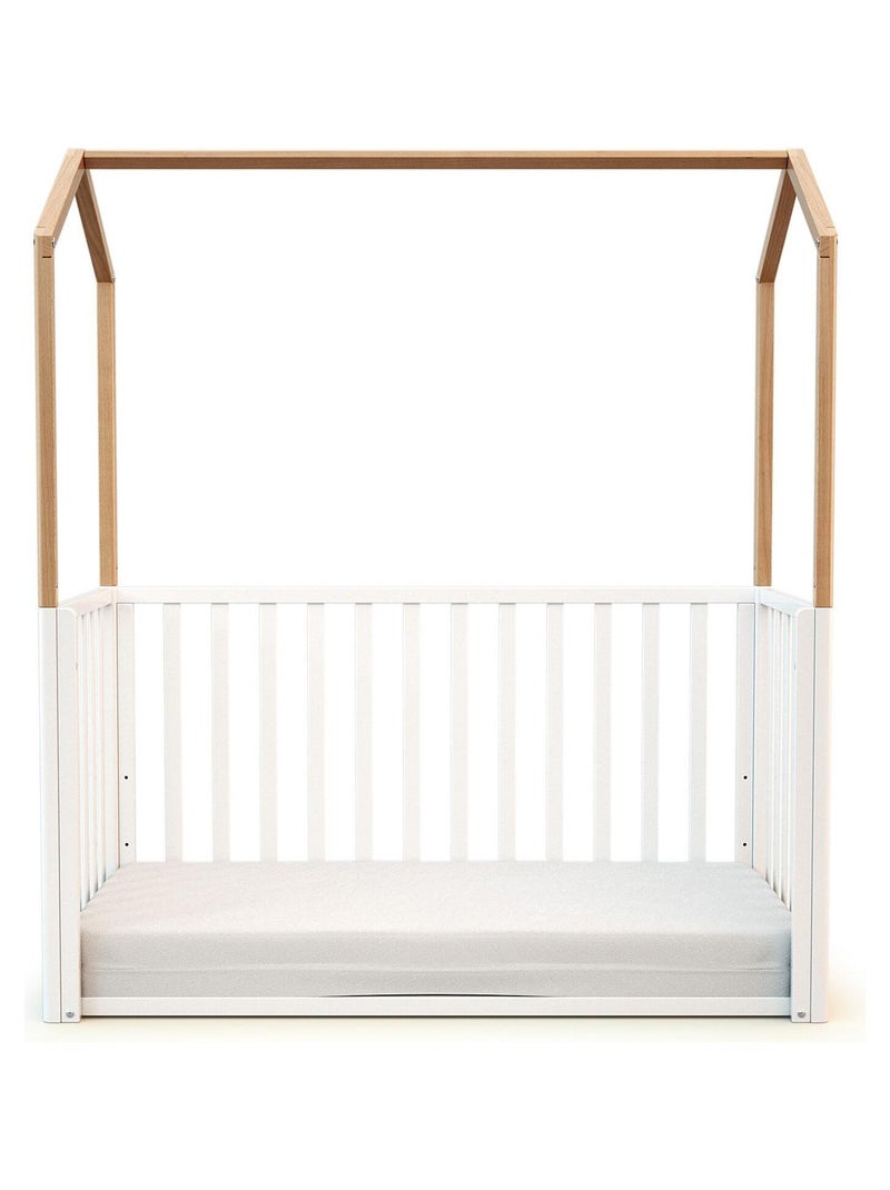 At4 - omvormbaar babyhutbedje kasa in hout wit en beuken 60 x 120 cm Beige/Wit - Kiabi