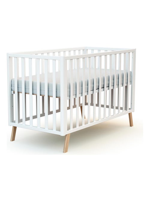 At4 - omvormbaar babyhutbedje kasa in hout wit en beuken 60 x 120 cm - Kiabi