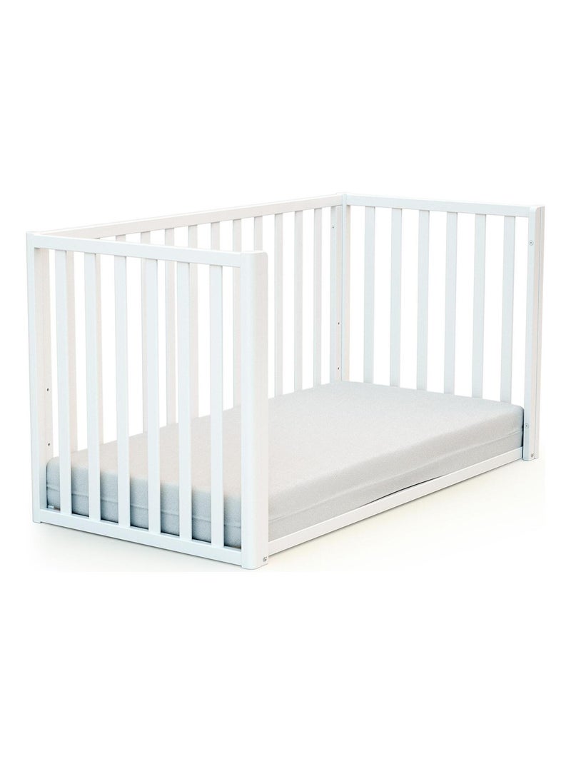 At4 - omvormbaar babyhutbedje kasa in hout wit en beuken 60 x 120 cm Beige/Wit - Kiabi