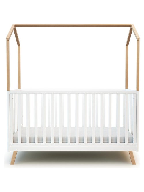 At4 - omvormbaar babyhutbedje kasa in hout wit en beuken 70 x 140 cm - Kiabi