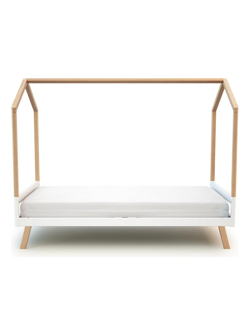 At4 - omvormbaar babyhutbedje kasa in hout wit en beuken 70 x 140 cm Beige/Wit - Kiabi