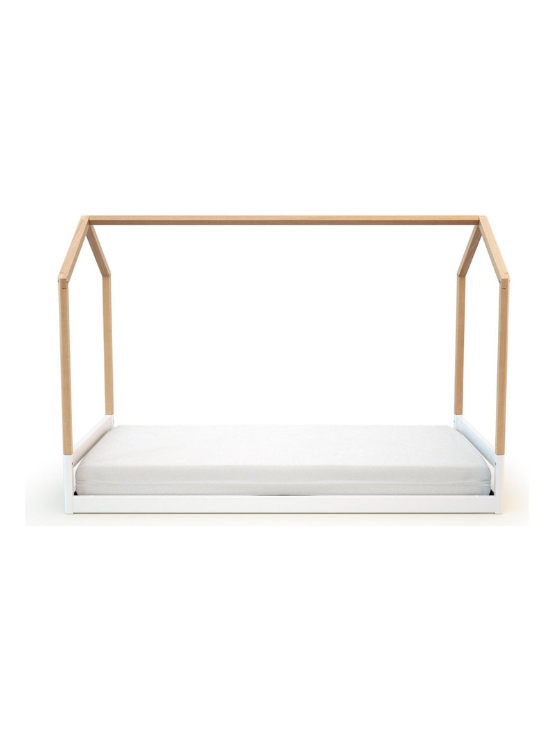 At4 - omvormbaar babyhutbedje kasa in hout wit en beuken 70 x 140 cm Beige/Wit - Kiabi