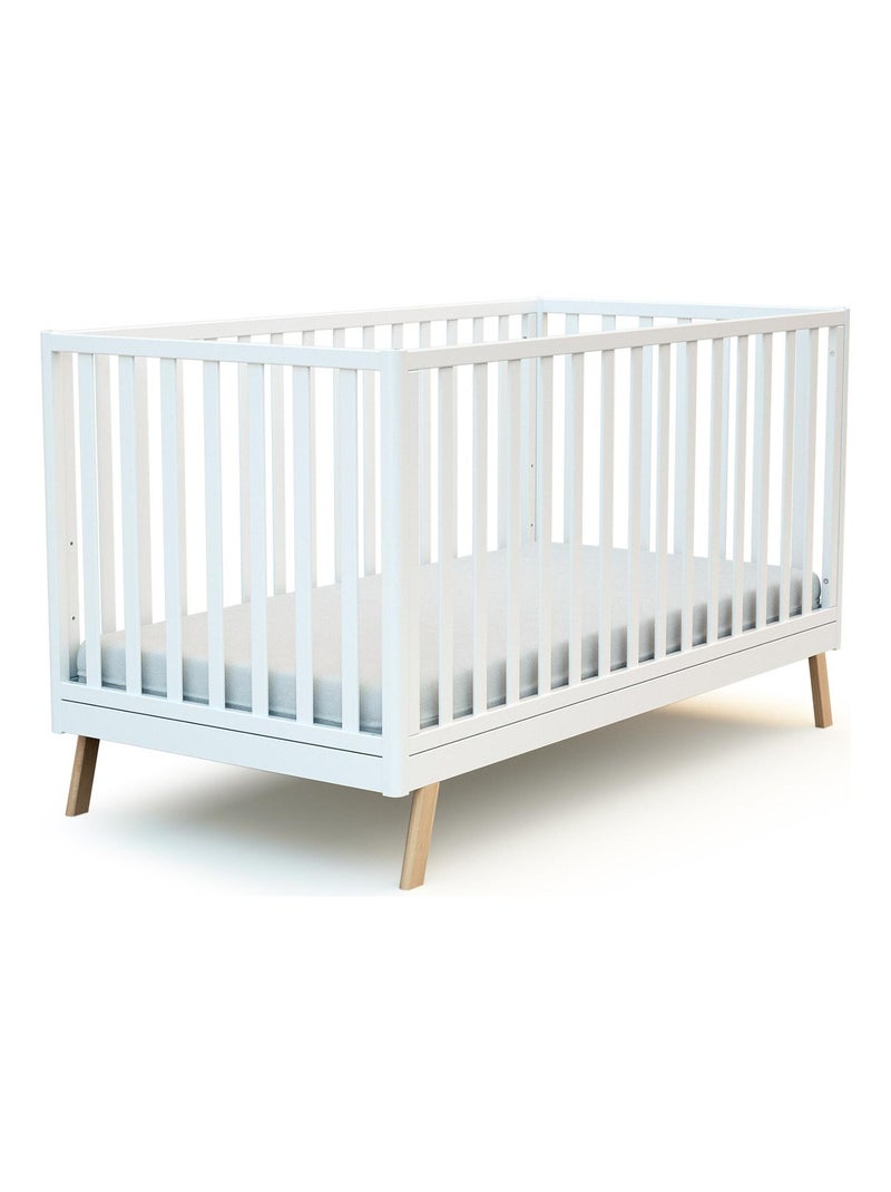 At4 - omvormbaar babyhutbedje kasa in hout wit en beuken 70 x 140 cm Beige/Wit - Kiabi