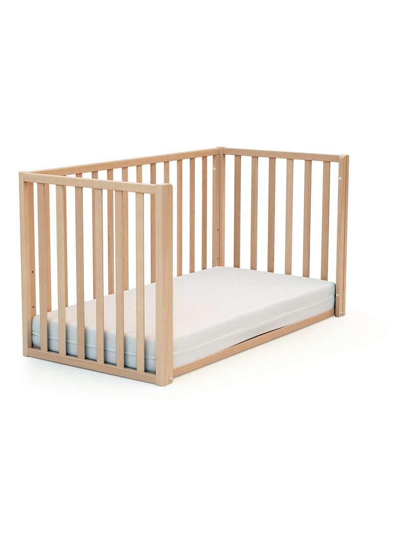 At4 - omvormbaar kinderbed kasa in hout beuken gelakt 60 x 120 cm Lichtbeige - Kiabi
