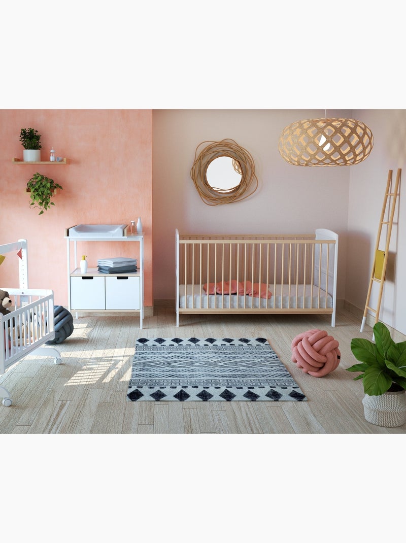 At4 - omvormbaar kinderbed luna in hout wit en beuken 70 x 140 cm Beige/Wit - Kiabi