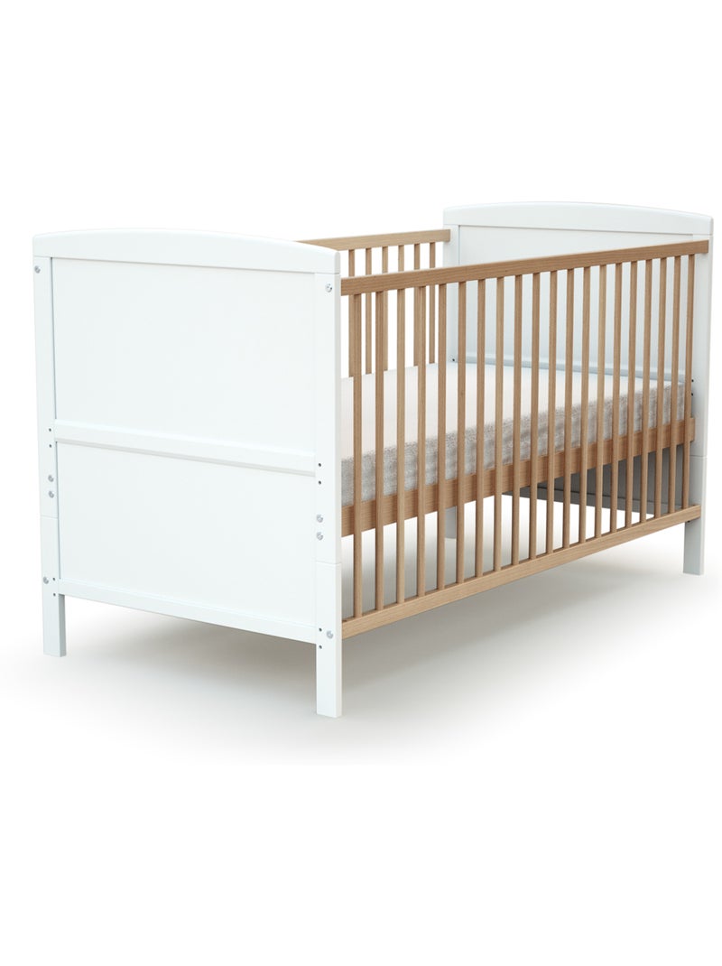 At4 - omvormbaar kinderbed luna in hout wit en beuken 70 x 140 cm Beige/Wit - Kiabi