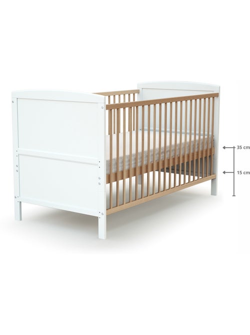 At4 - omvormbaar kinderbed luna in hout wit en beuken 70 x 140 cm - Kiabi