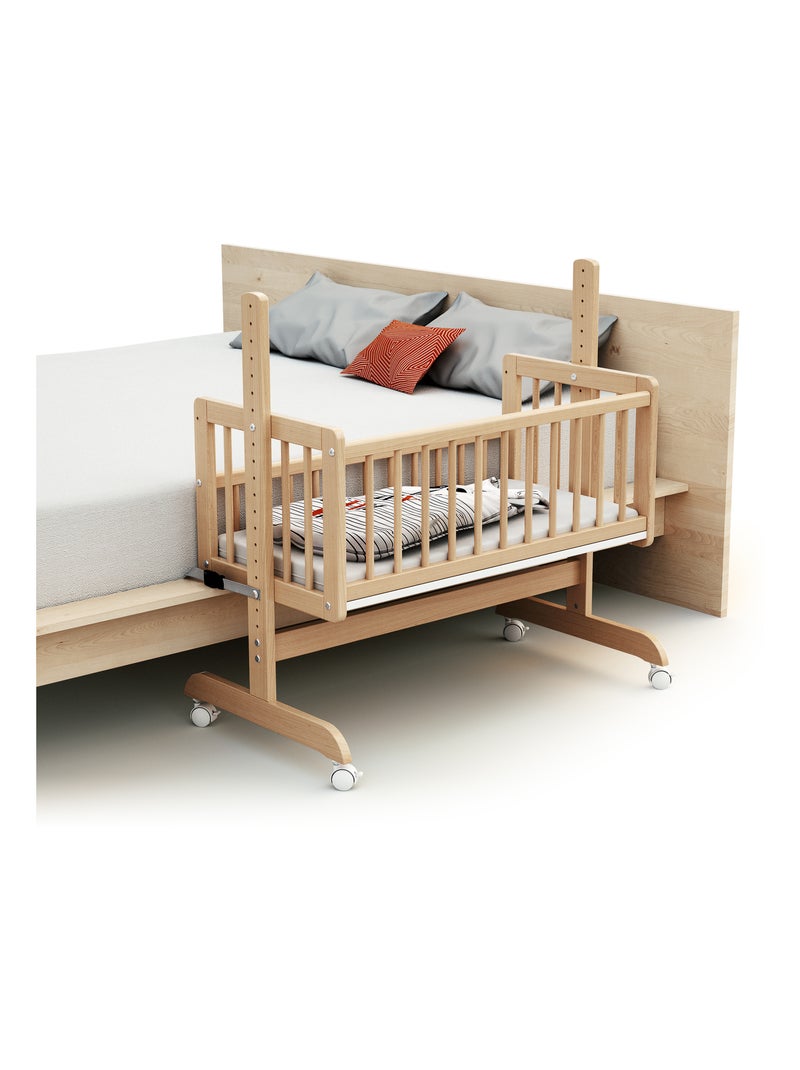 At4 - omvormbaar wiegje voor co-sleeping nino in hout beuken gelakt 40 x 80 cm Lichtbeige - Kiabi