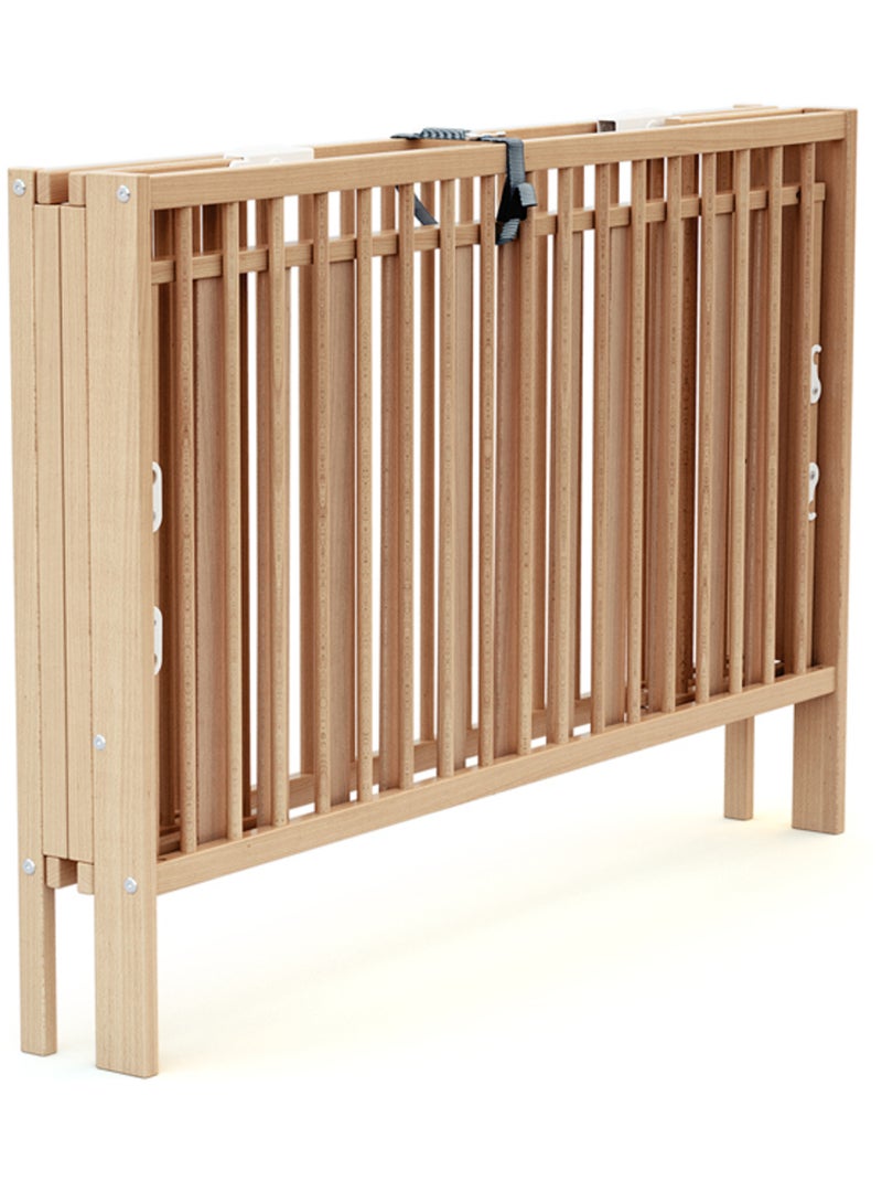 At4 - opvouwbaar kinderbed foldo in hout beuken gelakt 60 x 120 cm Lichtbeige - Kiabi