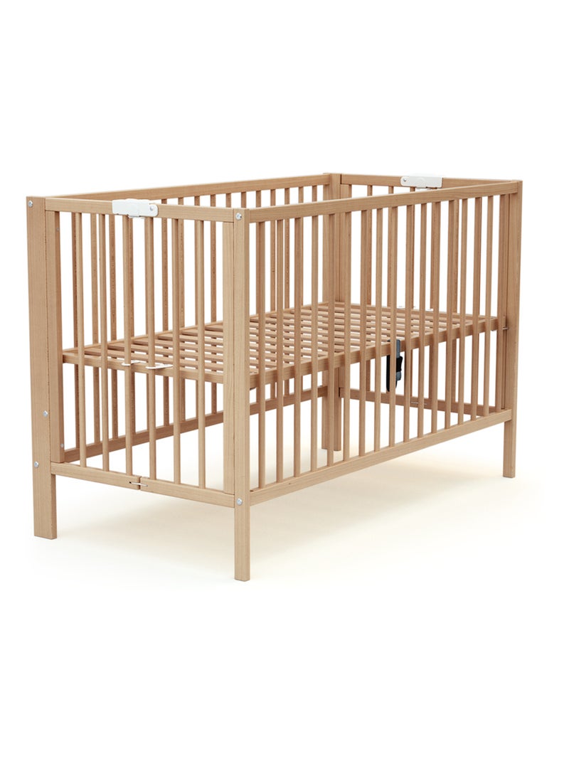 At4 - opvouwbaar kinderbed foldo in hout beuken gelakt 60 x 120 cm Lichtbeige - Kiabi