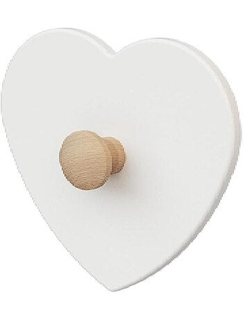At4 - patère enfant coeur en bois essentiel blanc et hêtre brut