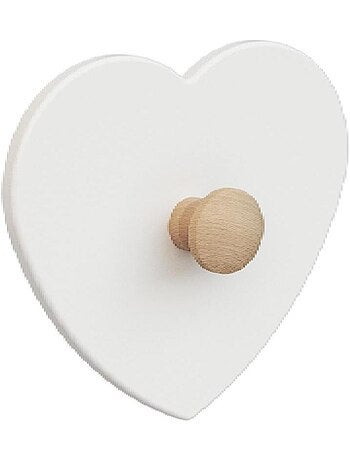 At4 - patère enfant coeur en bois essentiel blanc et hêtre brut