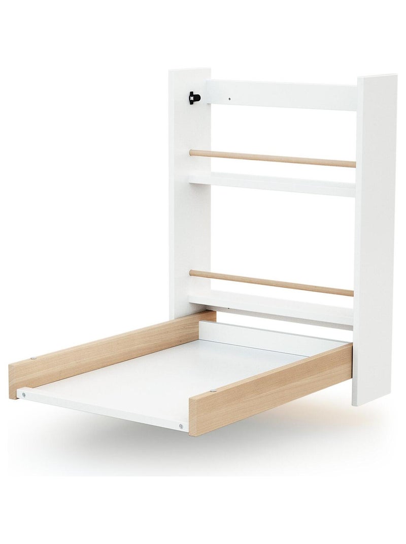 At4 - table à langer murale rabattable en bois avec matelas eazy Beige/Blanc - Kiabi