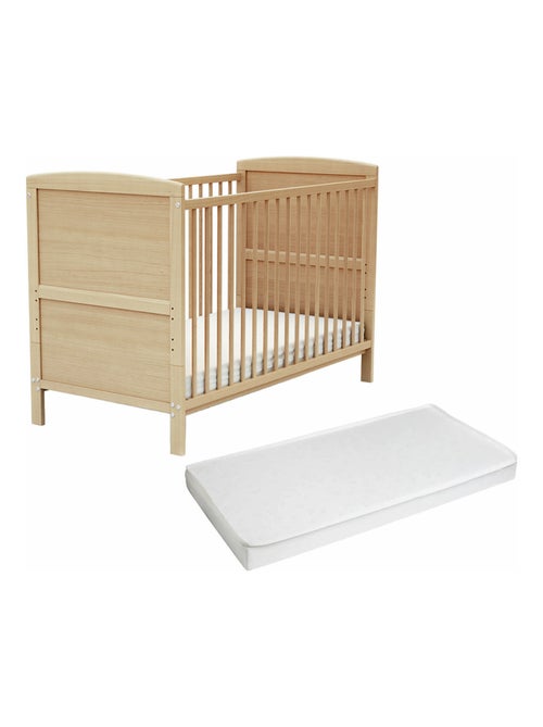 At4 - verstelbaar houten babybedje met luna matras van gelakt beukenhout - Kiabi