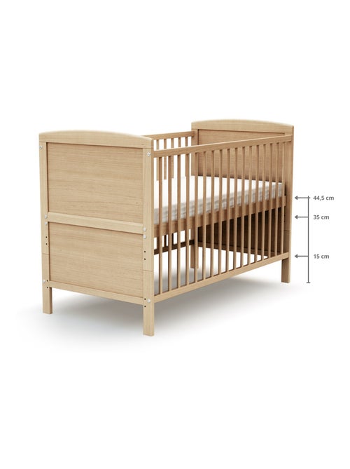 At4 - verstelbaar houten babybedje met luna matras van gelakt beukenhout - Kiabi