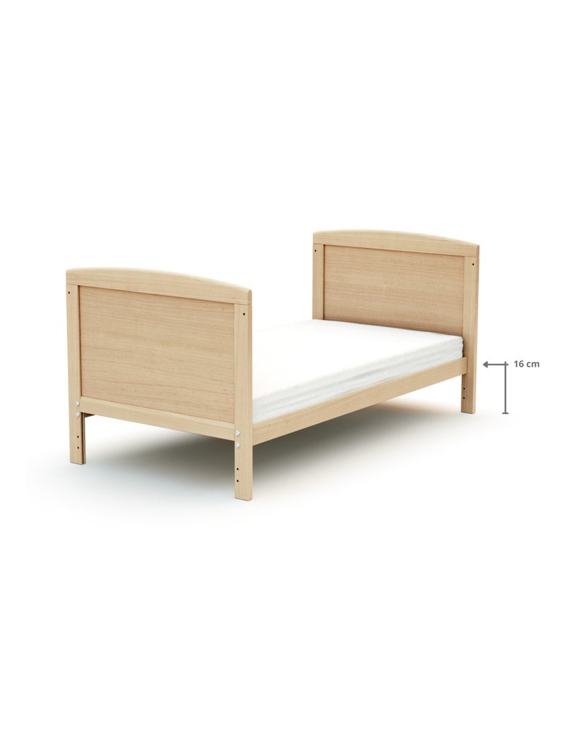 At4 - verstelbaar houten babybedje met luna matras van gelakt beukenhout Lichtbeige - Kiabi