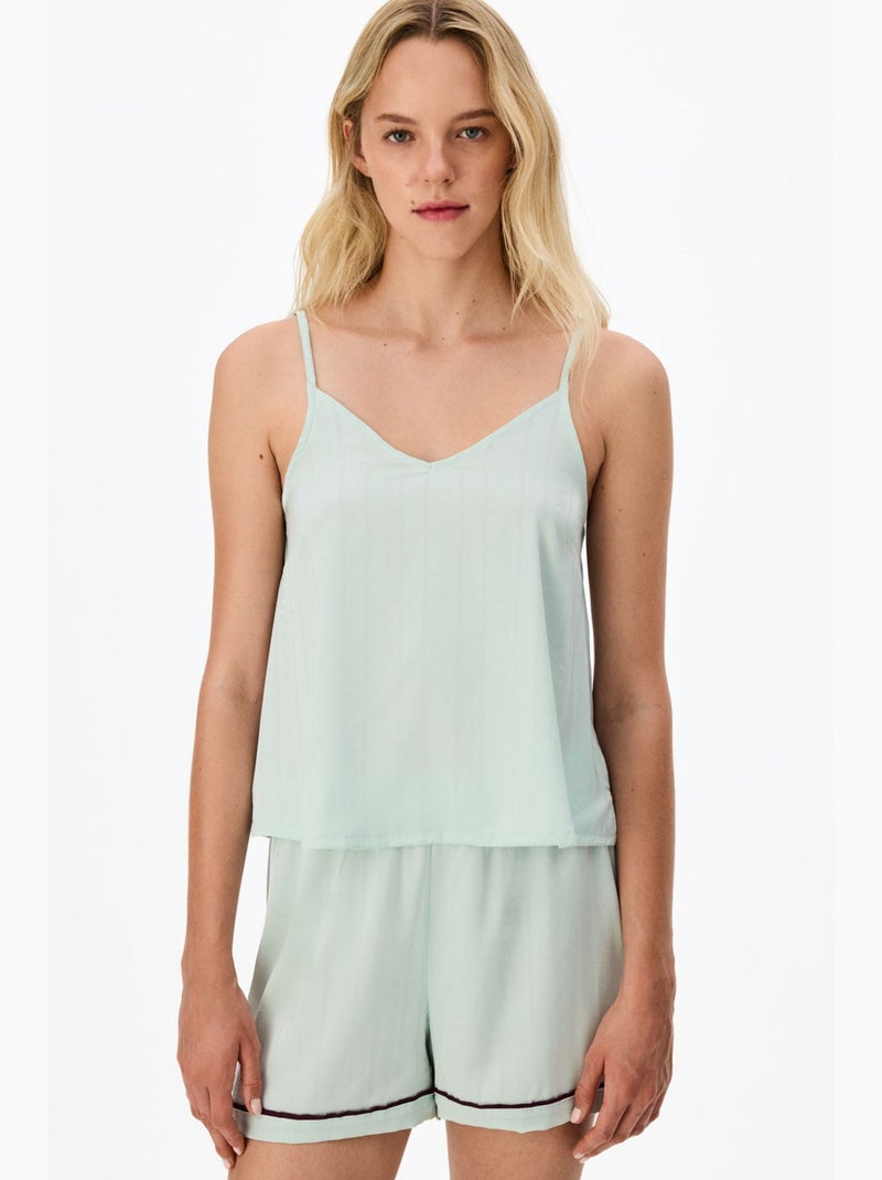 Aurora short de pyjama satiné fleuri penti Vert menthe - Kiabi
