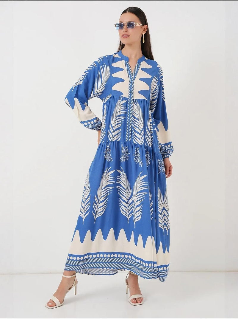 Authentieke, bescheiden jurk met patroon bdart Electrisch blauw - Kiabi