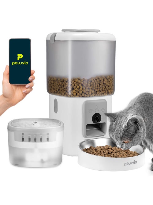 Automatische kattenvoerbak 2-in-1 PELUVIO Feast - Drinkbak - Wi-Fi - 10/dag - Kiabi Automatische kattenvoerbak 2-in-1 PELUVIO Feast - Drinkbak - Wi-Fi - 10/dag - Kiabi