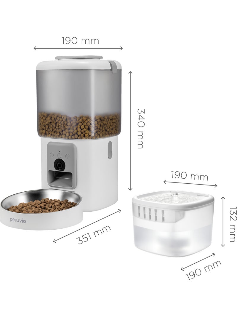 Automatische kattenvoerbak 2-in-1 PELUVIO Feast - Drinkbak - Wi-Fi - 10/dag Wit - Kiabi