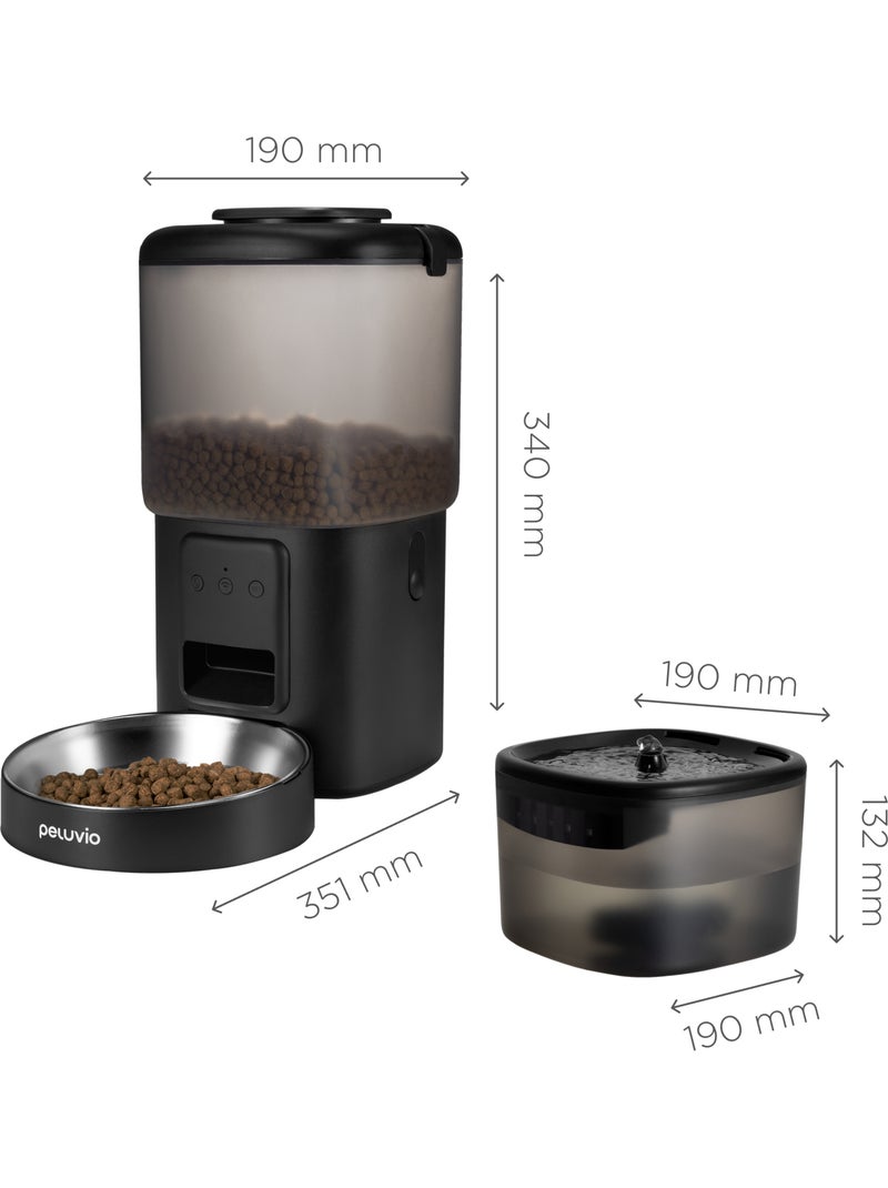 Automatische kattenvoerbak 2-in-1 PELUVIO Feast - Drinkbak - Wi-Fi - 10/dag Zwart - Kiabi