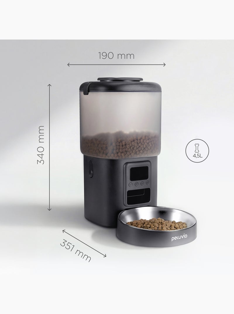 Automatische kattenvoerbak PELUVIO Crispy - 4,5 L - 4 maaltijden/dag Zwart - Kiabi