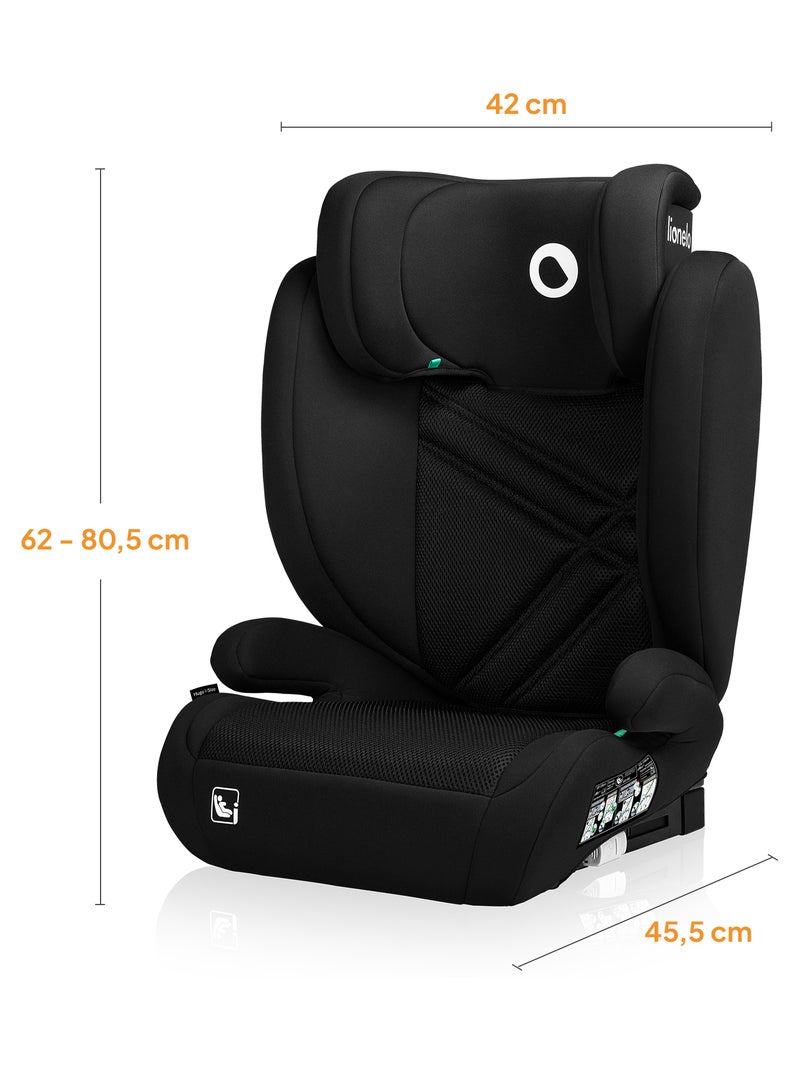 Autostoel 100-150cm LIONELO Hugo i-Size - ISOFIX - Groep 2/3 - Hoofdsteun met traagschuim Zwart - Kiabi