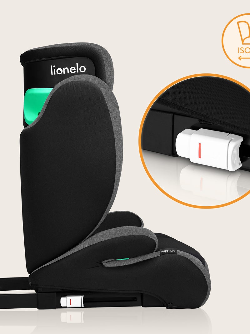 Autostoel 100-150cm LIONELO Hugo i-Size - ISOFIX - Groep 2/3 - Hoofdsteun met traagschuim Zwart Grijs - Kiabi