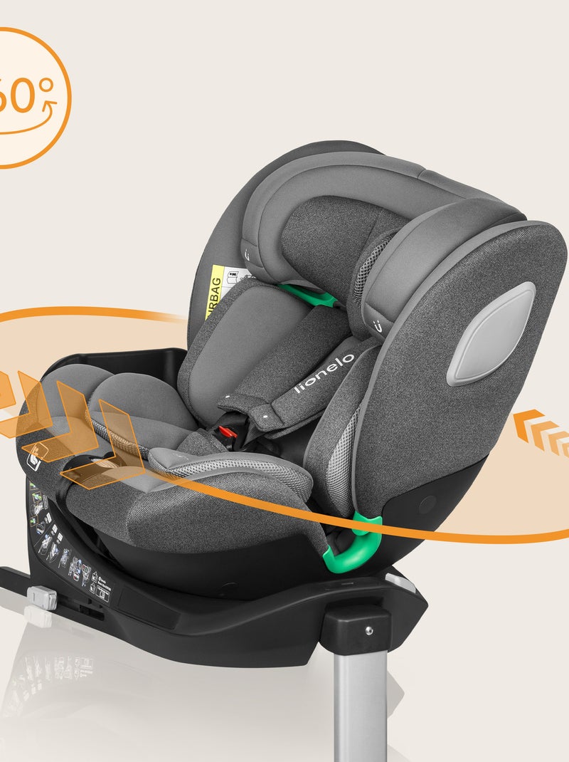 Autostoel 360° LIONELO Braam Air i-Size – 40-150 cm – ISOFIX – Ingebouwde ventilator – Groep 0/1/2/3 Grijs - Kiabi