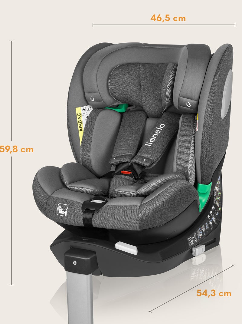 Autostoel 360° LIONELO Braam Air i-Size – 40-150 cm – ISOFIX – Ingebouwde ventilator – Groep 0/1/2/3 Grijs - Kiabi