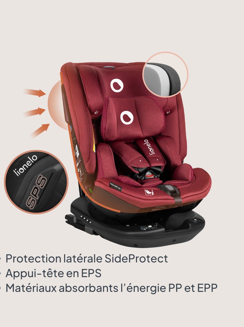 Autostoel 40-150 cm LIONELO Bastiaan RWF i-Size – 360° draaibare basis – ISOFIX – Groep 0/1/2/3 Bordeaux - Kiabi