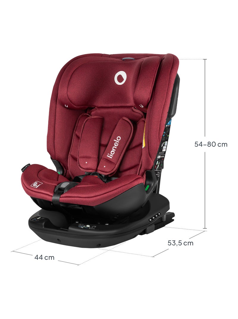 Autostoel 40-150 cm LIONELO Bastiaan RWF i-Size – 360° draaibare basis – ISOFIX – Groep 0/1/2/3 Bordeaux - Kiabi