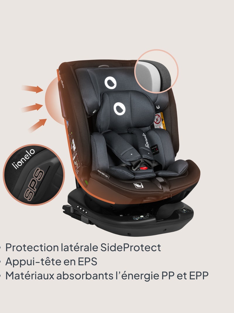 Autostoel 40-150 cm LIONELO Bastiaan RWF i-Size – 360° draaibare basis – ISOFIX – Groep 0/1/2/3 Zwart - Kiabi