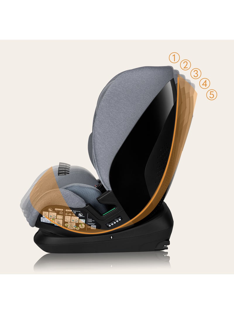 Autostoel 76-150cm LIONELO Lavender i-Size - ISOFIX - Ventilatie - Groep 1/2/3 Grijs - Kiabi