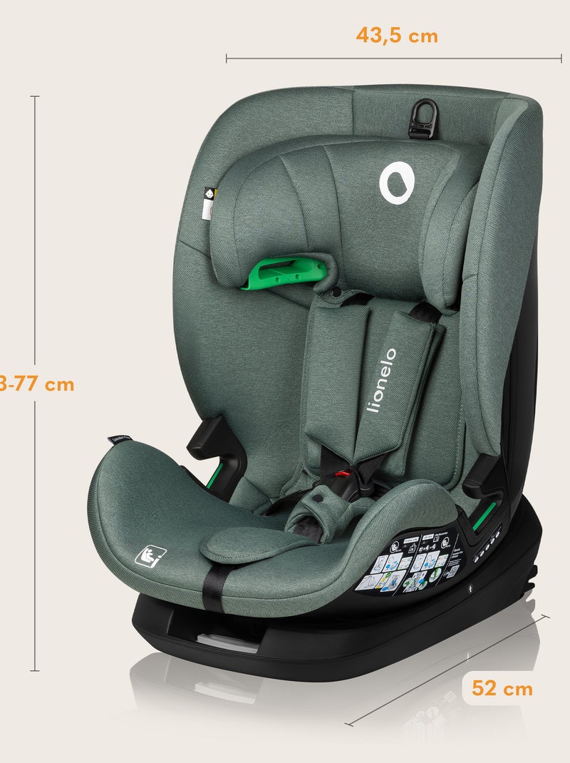 Autostoel 76-150cm LIONELO Lavender i-Size - ISOFIX - Ventilatie - Groep 1/2/3 Saliegroen - Kiabi