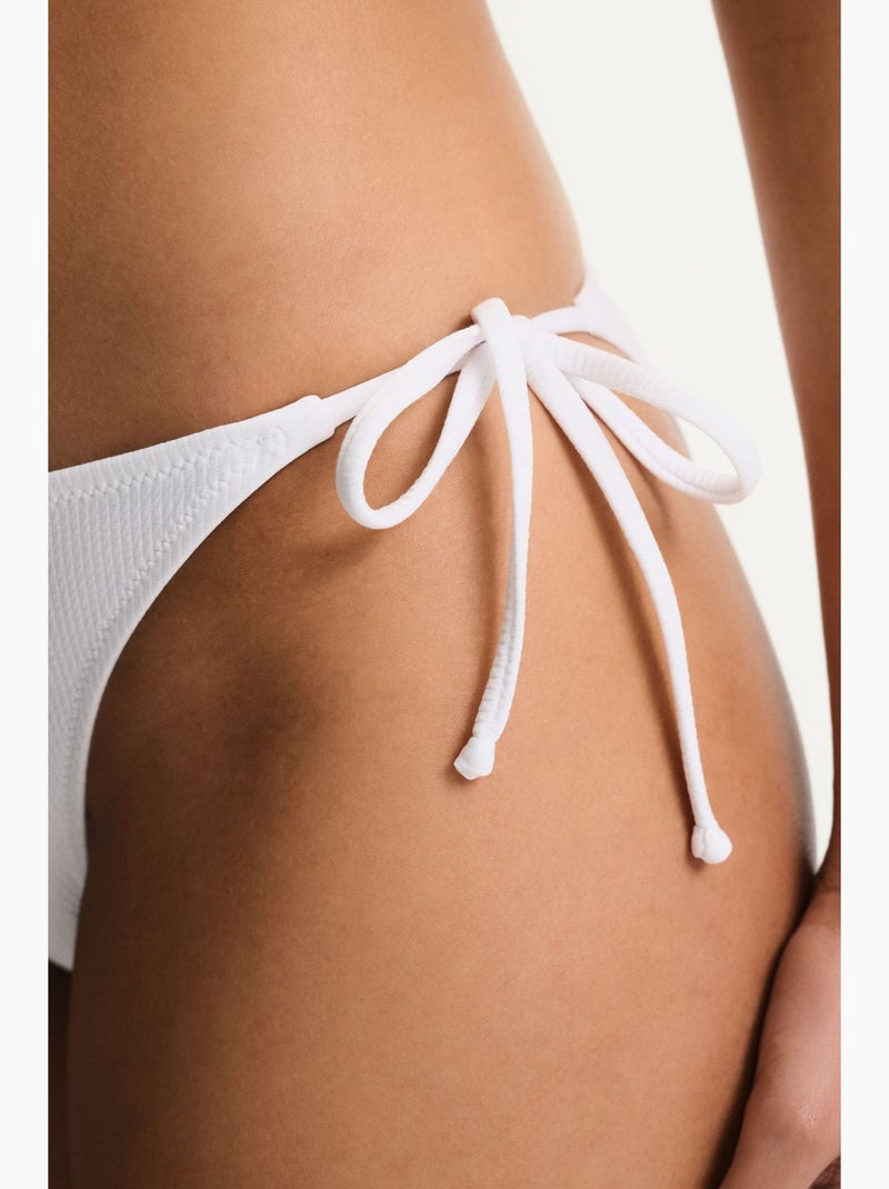 Ava bikinibroekje met structuur en middelhoge taille penti Wit - Kiabi