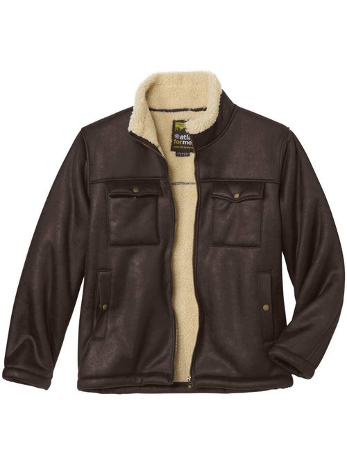 Aviatorjack in suèdine met verouderd lederlook-effect - ATLAS FOR MEN - Kiabi