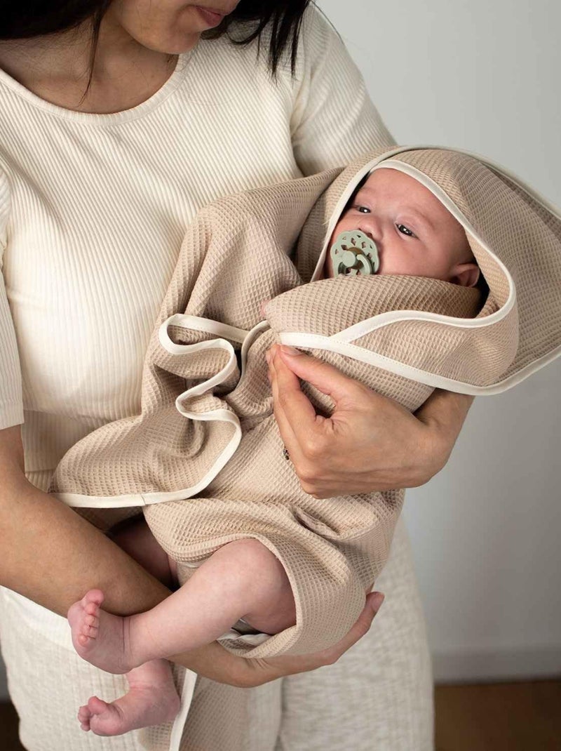 Baby badcape van honingraatkatoen Ecru - Kiabi