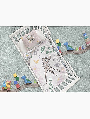 Baby Beddengoed Disney Bambi 100x140cm + Kussensloop 40x60cm – Bloemen Woud Pastel – 100% Katoen