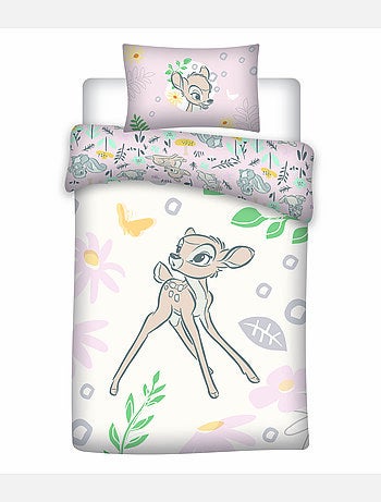 Baby Beddengoed Disney Bambi 100x140cm + Kussensloop 40x60cm – Bloemen Woud Pastel – 100% Katoen
