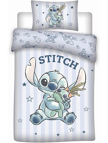 Baby Beddengoed Disney Stitch 100x140cm + Kussensloop 40x60cm – Zachte Blauwe Strepen – 100% Katoen